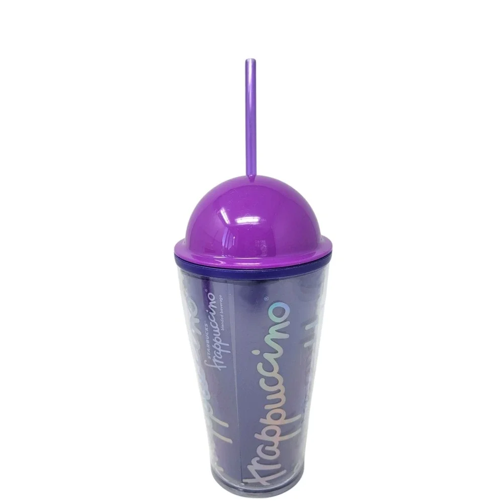 2 x Starbucks Frappuccino Set Purple Hot Pink Fuchsia  Holographic 16oz Tumblers